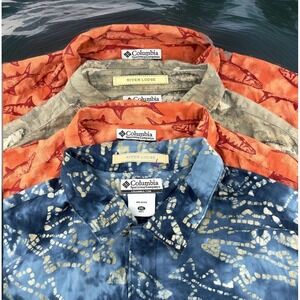 Columbia River Lodge Mens XXL Camp Button‎ Down Shirt Short Sleeve Fish